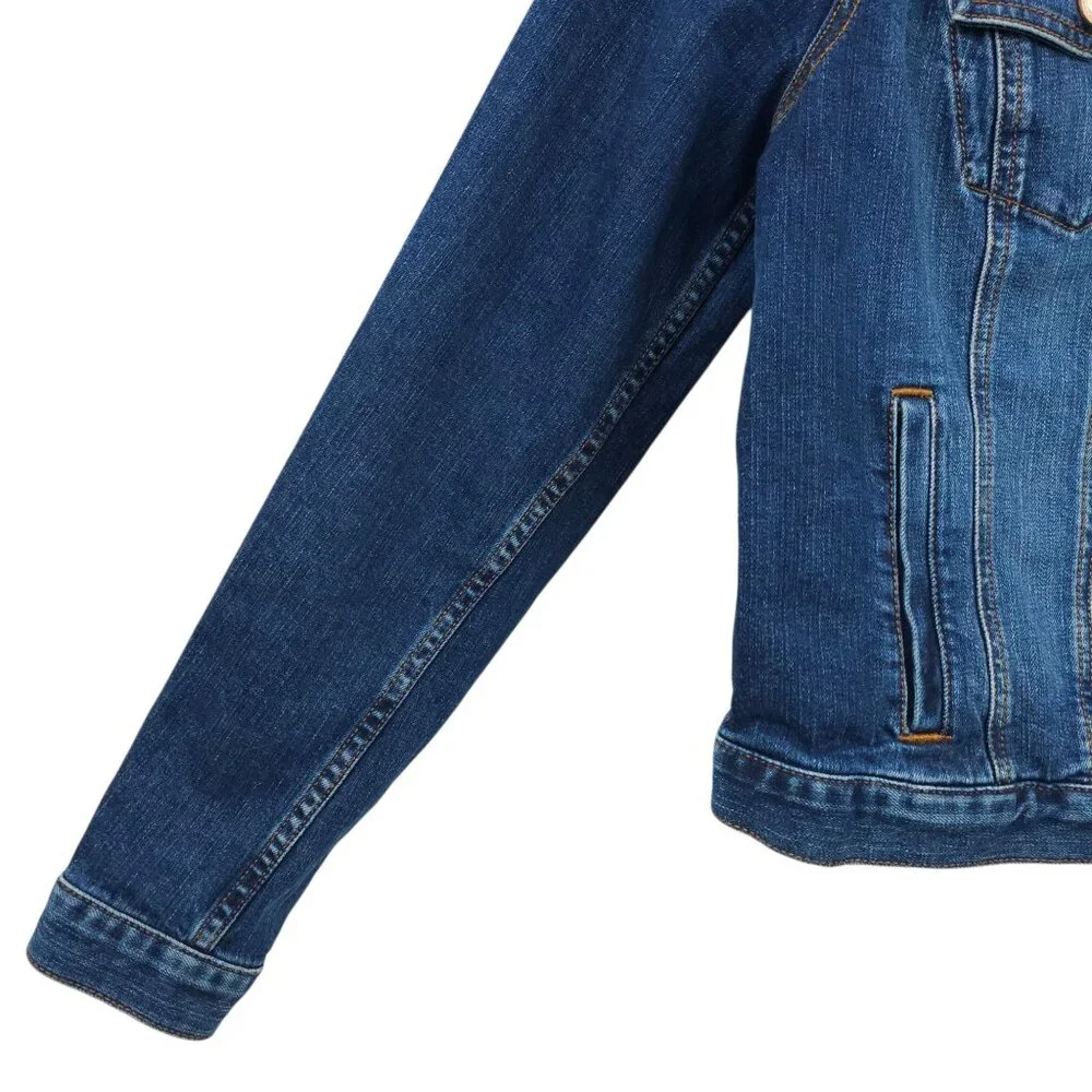 LOFT Denim Western Jacket Womens L Button Front Cropped Long Sleeve Pockets - Picture 10 of 16